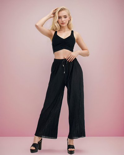 Royalfashion Pantalon large à plis pour femme