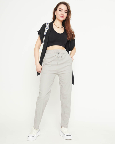 Pantalon confortable pour femme gris GRANDE TAILLE - Vêtements
