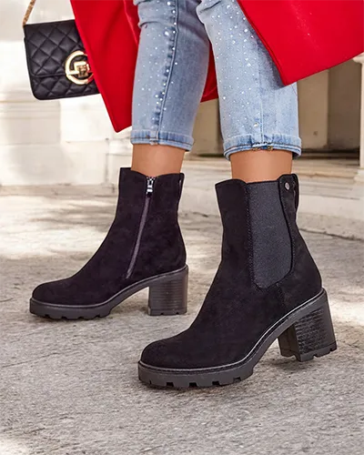 Royalfashion Bottines pour femmes en éko-suède sur un poteau Weggis