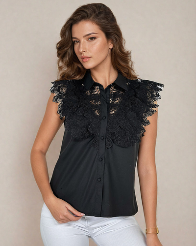 Royalfashion Chemise en dentelle pour femme