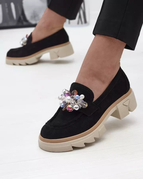 Mocassins ajourés noirs pour femme Peloga- Footwear