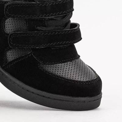 OUTLET Baskets fille noires à talon compensé recouvert Janomi - Footwear