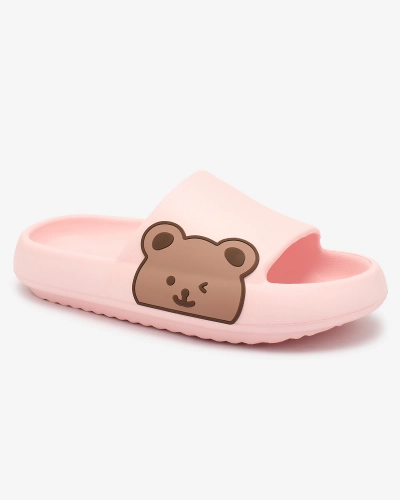 OUTLET Royalfashion Tongs en caoutchouc rose pour femme avec ours en peluche Leverika