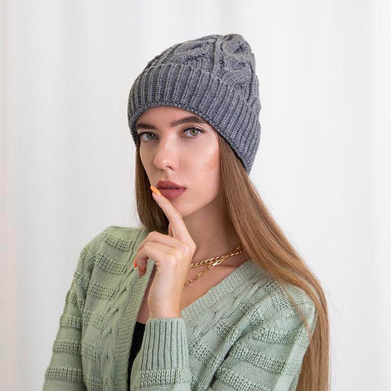 Bonnet d'hiver gris pour femme - Accessoires