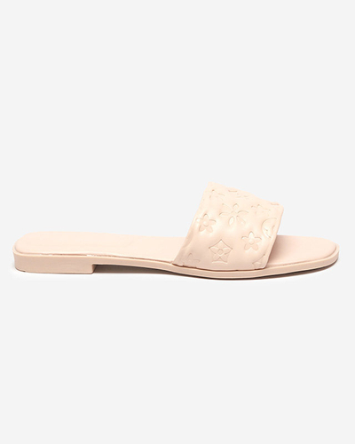 Chaussons femme beiges avec gaufrage Mersyli. Chaussures
