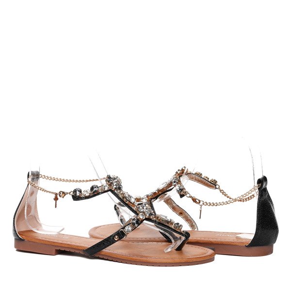 Sandales noires avec pierres décoratives Jazlyn - Footwear
