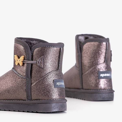 OUTLET Bottes de neige pour enfants gris foncé avec papillon Unabela - Footwear