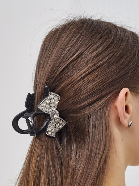Royalfashion Barrette avec nœud Zirconia