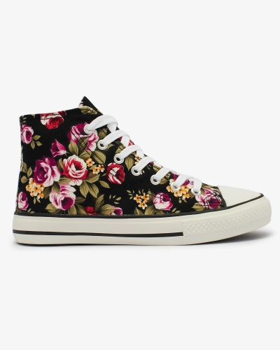 Royalfashion Baskets noires montantes pour femme à motif floral Soxic