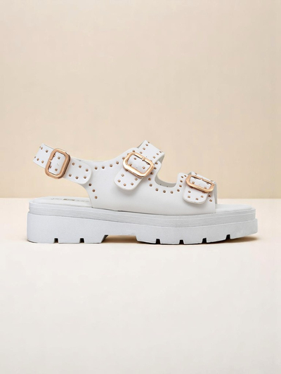 Royalfashion Sandales pour femmes à semelle épaisse avec strass Rocky Chic