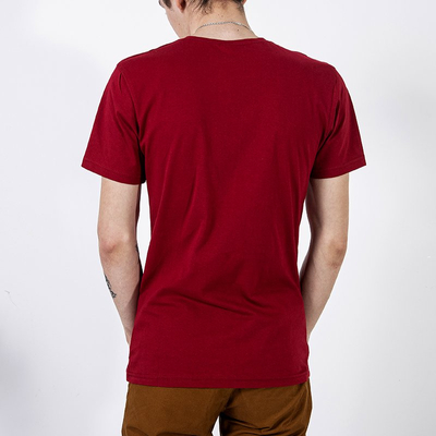 T-shirt homme en coton bordeaux avec imprimé - Vêtements