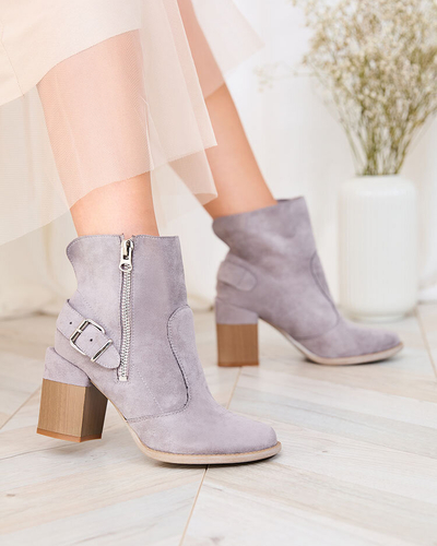 Royalfashion Bottes hautes à talon aiguille pour femmes en éco-suède gris Acimra