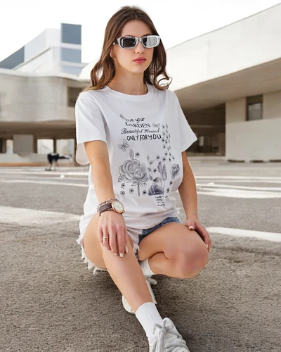 Blouse en coton pour femmes Royalfashion avec l'inscription
