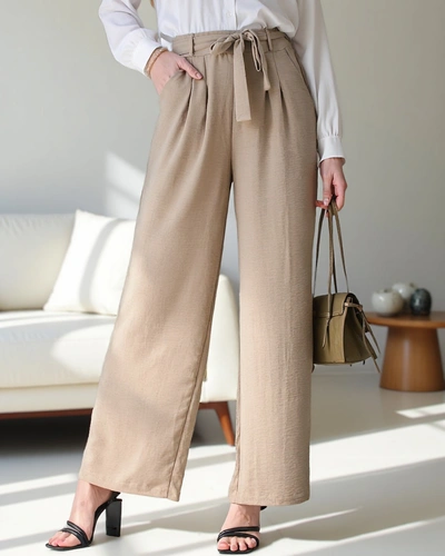 Royalfashion Pantalon large pour femmes avec ceinture