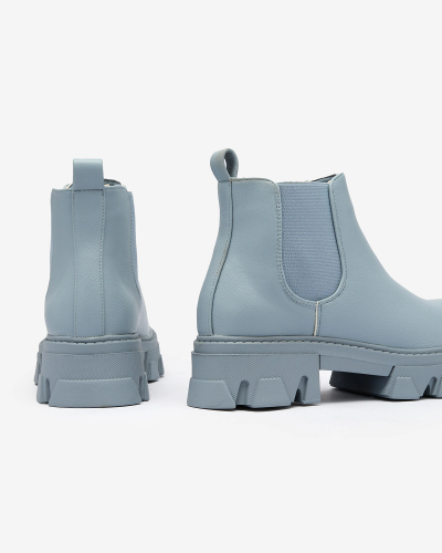 Royalfashion Bottes à talon plat pour femmes en bleu Alussady