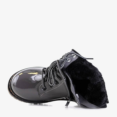 Bottes enfant laquées gris foncé Lesia - Chaussures