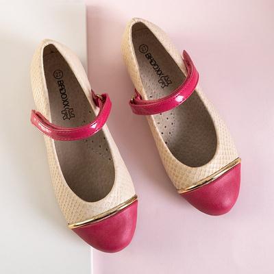 Ballerines filles beiges avec gaufrage animal de Potesa - Chaussures