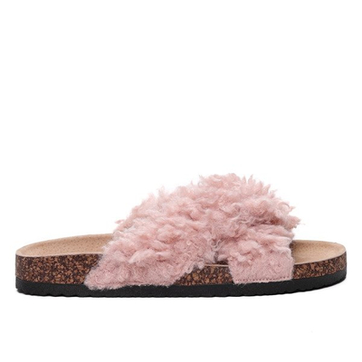 Tongs roses avec manteau en peau de mouton - Chaussures 1