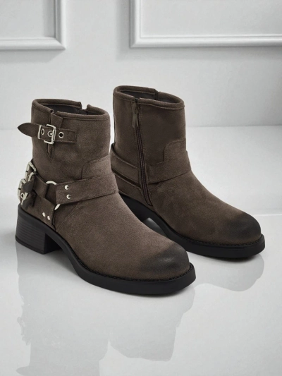 Bottines pour femmes en daim écologique avec boucles Valtos