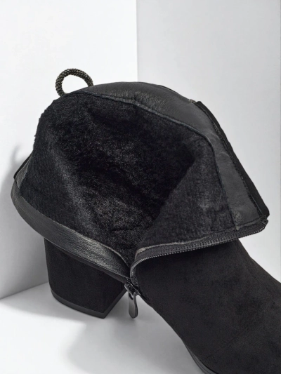 Bottines femme en éco-daim à talons épais Ornella