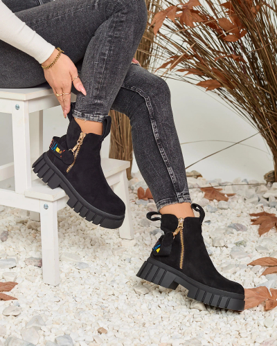 Royalfashion Bottes Poirop en éco-suède pour femme noir