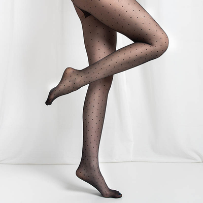 Collant noir semi-mat à pois femme 20 DENIER - Sous-Vêtements