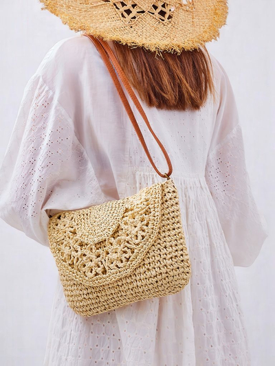 Royalfashion Petit sac à main en paille pour femme Sunny Stripes Mini