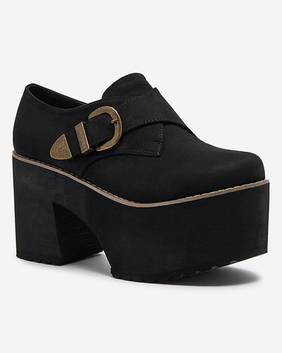 Demi-souliers noirs à talon haut pour femmes Kiacca- Footwear