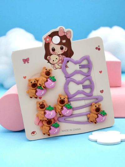 Lot de barrettes avec motifs d’ours et de nœud