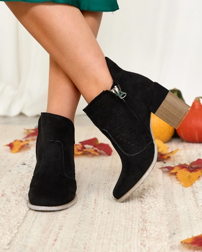 Royalfashion Bottes pour femmes noires à tige et découpe Neafla