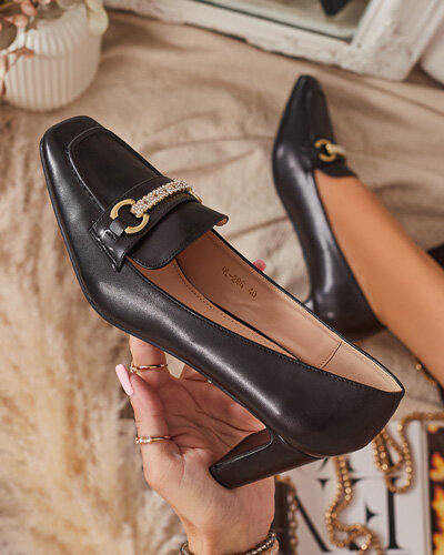 Noir escarpins style mocassin pour femmes Kolalic- Footwear