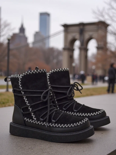 Royalfashion Bottes de neige à lacets pour femmes Siozi