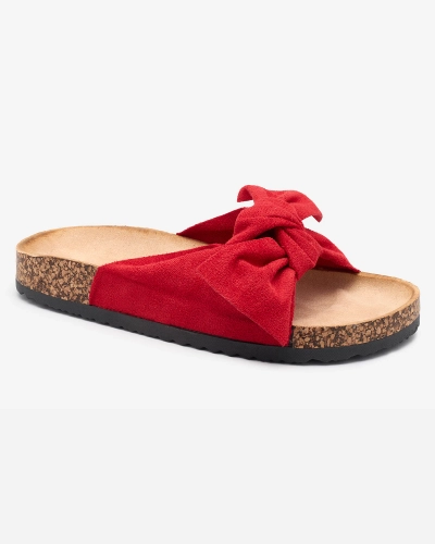 Tongs rouges pour femme avec nœud Rofdoo- Footwear
