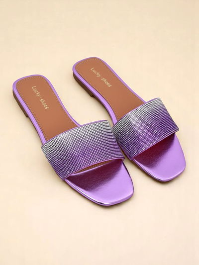 Royalfashion Sandales pour femmes ShinyGlow avec zircons