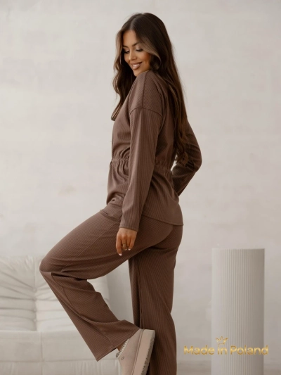 Royalfashion Ensemble pour femmes en coton côtelé style pull