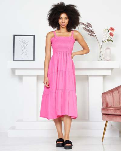 Robe longue pour femme fuchsia à bretelles - Vêtements