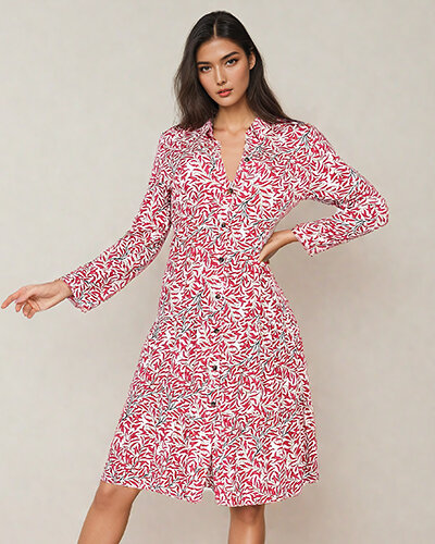 Royalfashion Robe midi à imprimé pour femme