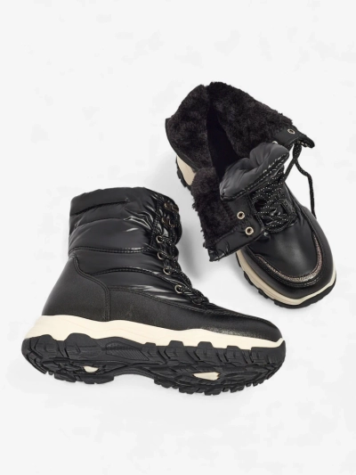Bottines pour Femmes Athena Noires Synthétiques Confortables pour l'Hiver