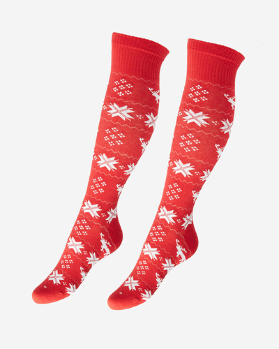 Chaussettes longues de Noël rouges pour femmes - Sous-vêtements