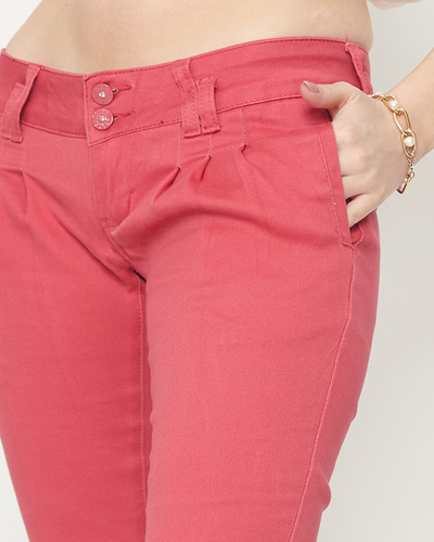 Pantalon femme taille basse en tissu fuchsia - Vêtements