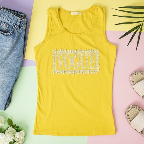 Débardeur jaune pour femme avec oxydes de zirconium - Vêtements