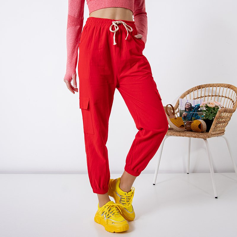 Pantalon cargo femme rouge GRANDE TAILLE - Vêtements