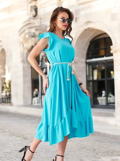 Robe midi pour femmes Royalfashion avec volants et manches courtes