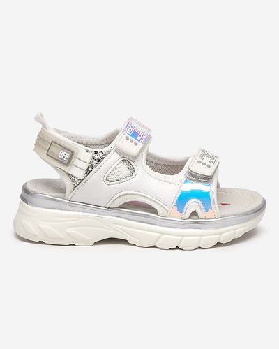 Sandales pour enfants blanches et argentées avec empiècements colorés Murino - Footwear