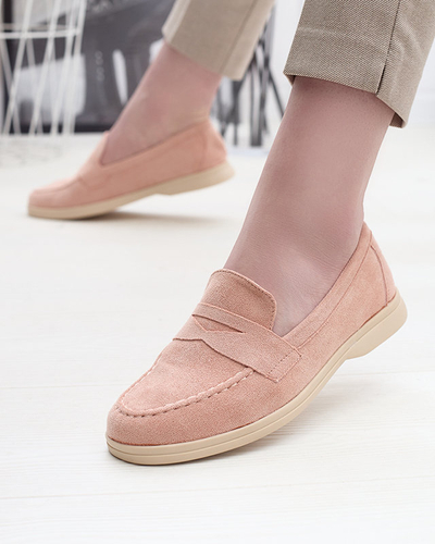 Mocassins en cuir écologique pour femme en rose Daffer- Footwear