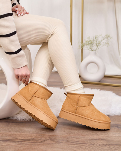Royalfashion Bottes de neige à plateforme pour femmes en marron Ersinella
