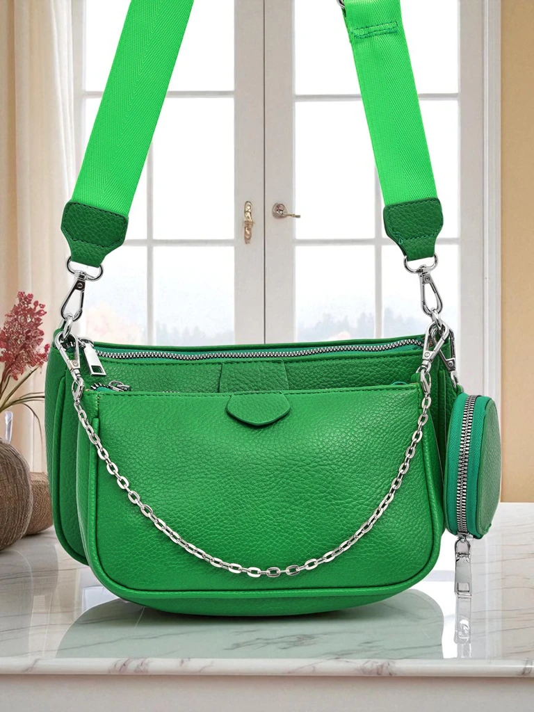 Sac à main pour femmes Pola Verde – vert, cuir écologique, 3en1, élégant