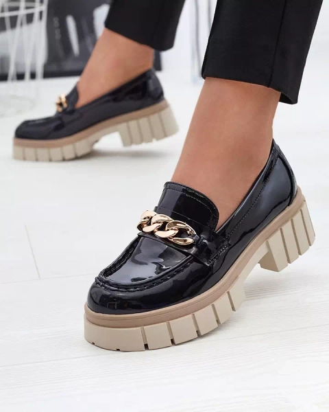 Mocassins laqués pour femme en noir Aquan- Footwear