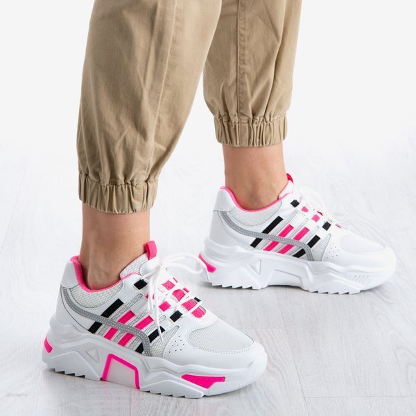 Chaussures de sport pour femmes blanches et roses sur la plateforme Soyea - Footwear