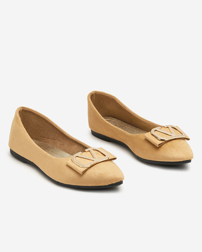 Ballerines beiges pour femmes avec ornement sur le bout Cavo - Footwear